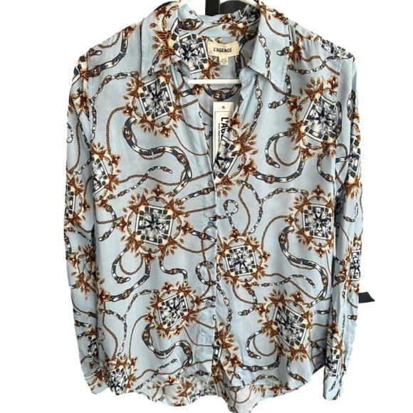 L’agence 100% Silk Holly Slim Printed Blouse - Picture 6 of 6
